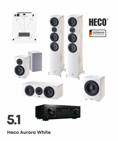Heco Aurora White 5.1 Bundle Ηχεία Home Cinema με Ραδιοενισχυτή Pioneer VSX-534 (Σετ)
